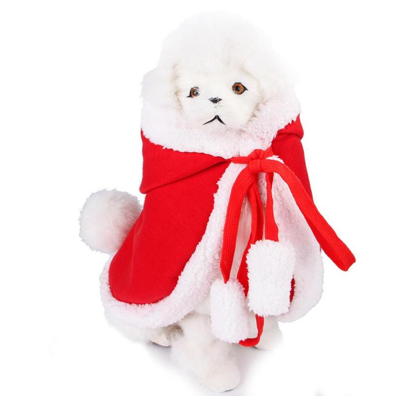 Pet Dog Cat Red Hooded Shawl Cute Lamb Velvet Clothes Christmas Halloween Cloak Costume Kitten Puppy Dressing Accessories - ebowsos