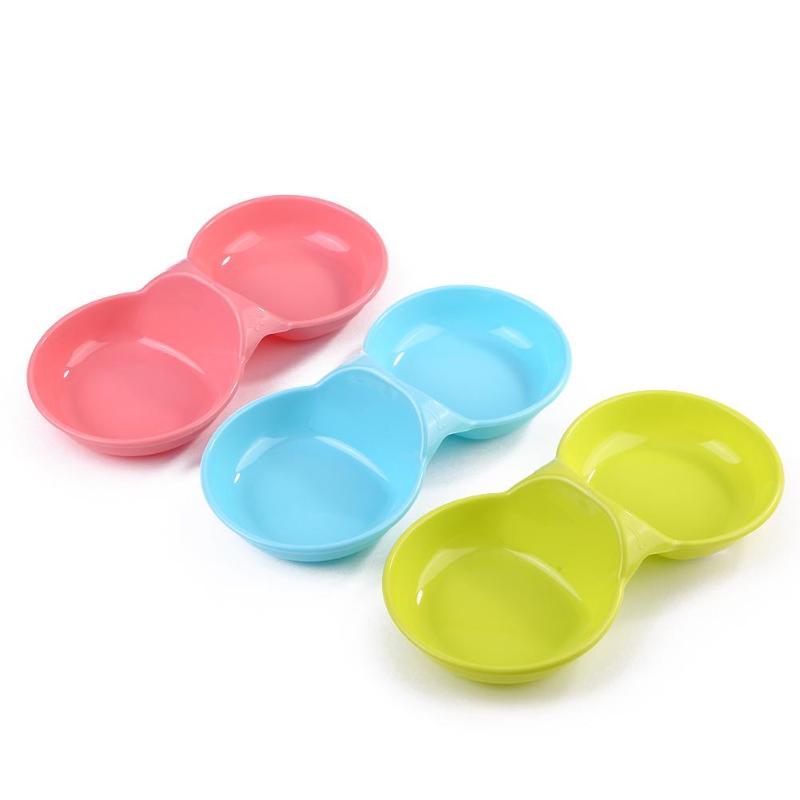 Pet Dog Double Bowl Puppy ABS Cat Food Feeder Water Dish Bowl Pets Feeding Drinking Bowls Feeding Supplies 24x11.5cm - ebowsos