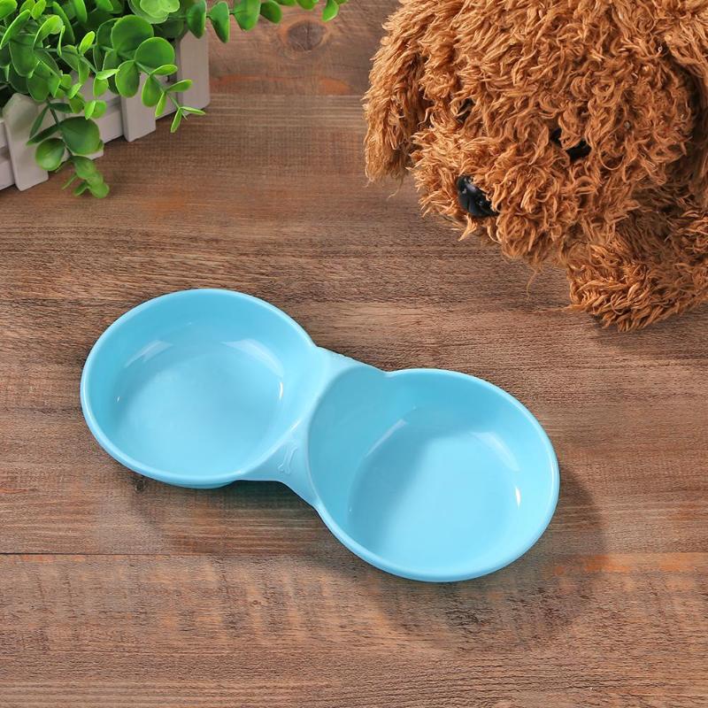 Pet Dog Double Bowl Puppy ABS Cat Food Feeder Water Dish Bowl Pets Feeding Drinking Bowls Feeding Supplies 24x11.5cm - ebowsos