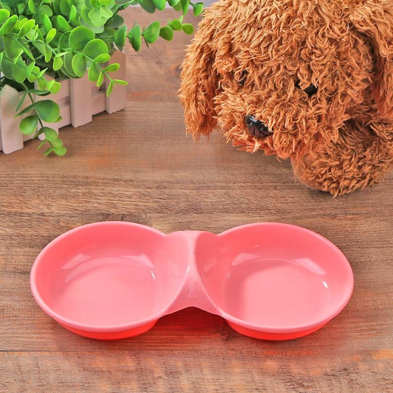 Pet Dog Double Bowl Puppy ABS Cat Food Feeder Water Dish Bowl Pets Feeding Drinking Bowls Feeding Supplies 24x11.5cm - ebowsos