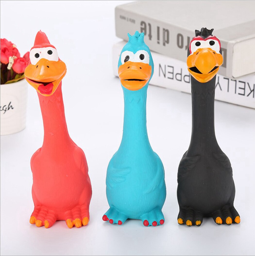 Pet Dog Toy Screaming Chicken Dog Squeaky Toy Funny Teeth Training Latex Squeaky Chicken Dog Chew Toy-ebowsos