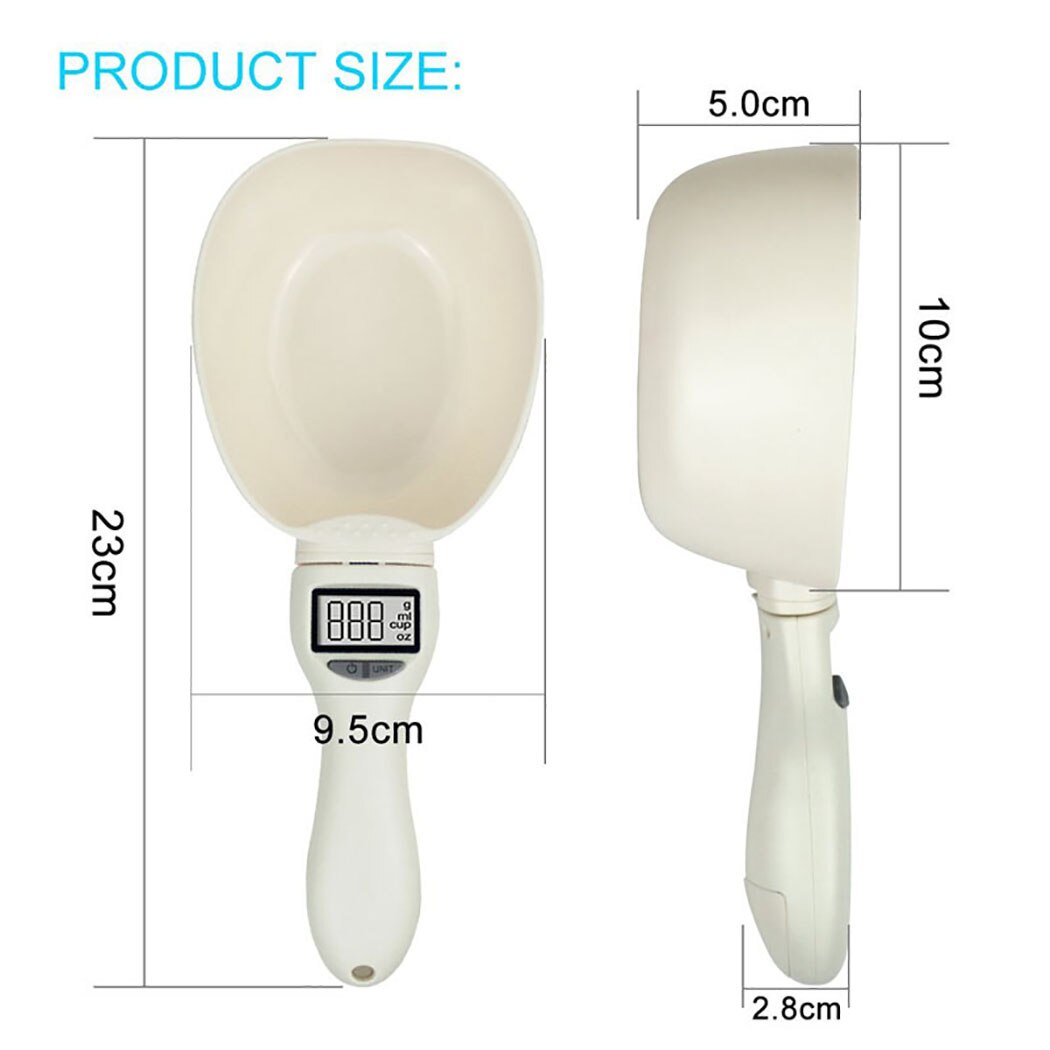 Pet Food Weighing Measuring Spoon Pet Food Scoop Plastic Creative LCD Display Measuring Spoon Dog Cat Food Spoon Pet Feeder-ebowsos