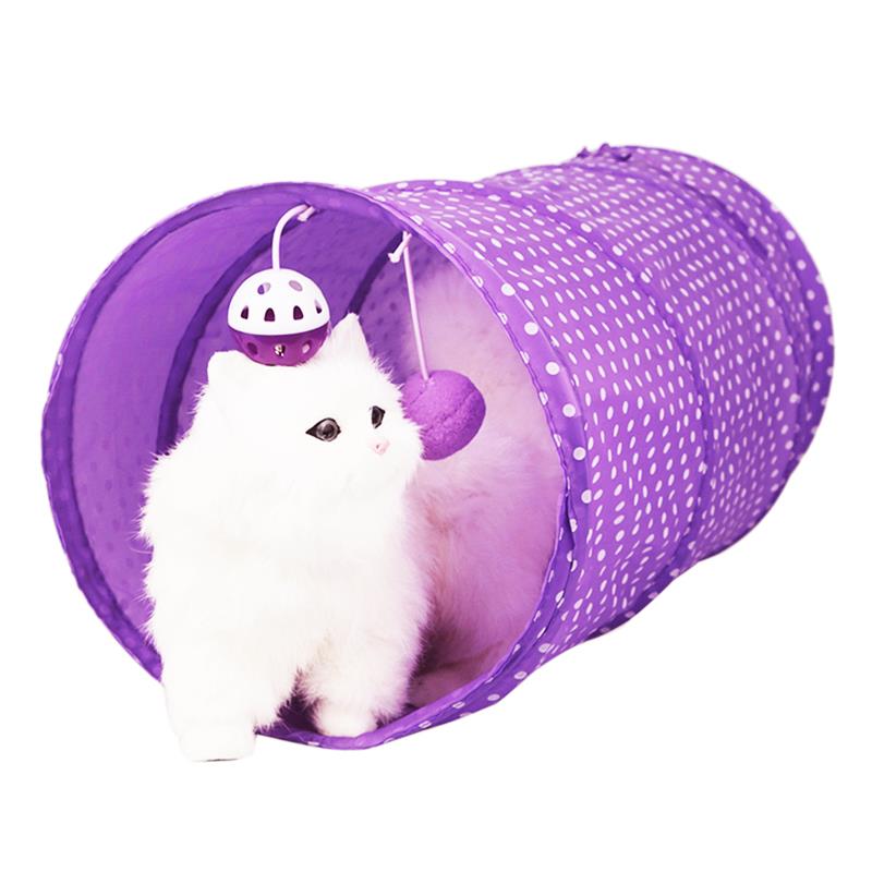 Pet Funny Playing Tunnel Toy Tunnel Collapsible Entainment Pet Tube Toy Cat Tunnel with Hanging Bell for Kittens-ebowsos