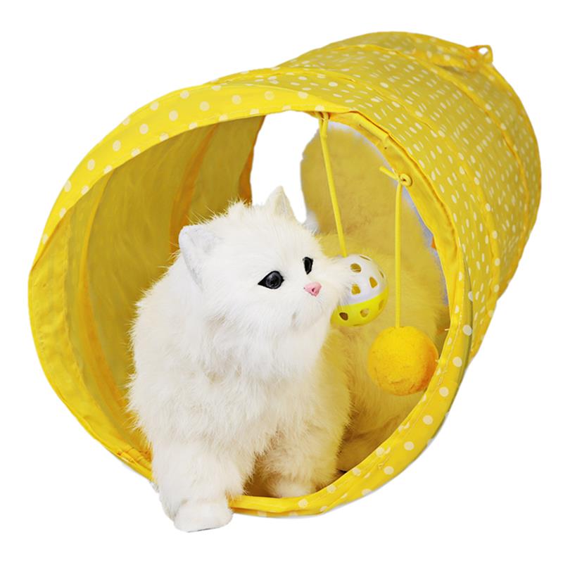 Pet Funny Playing Tunnel Toy Tunnel Collapsible Entainment Pet Tube Toy Cat Tunnel with Hanging Bell for Kittens-ebowsos