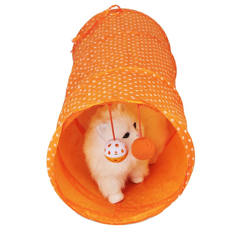 Pet Funny Playing Tunnel Toy Tunnel Collapsible Entainment Pet Tube Toy Cat Tunnel with Hanging Bell for Kittens-ebowsos