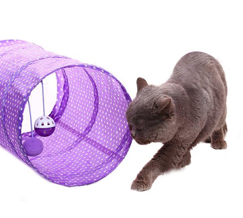 Pet Funny Playing Tunnel Toy Tunnel Collapsible Entainment Pet Tube Toy Cat Tunnel with Hanging Bell for Kittens-ebowsos