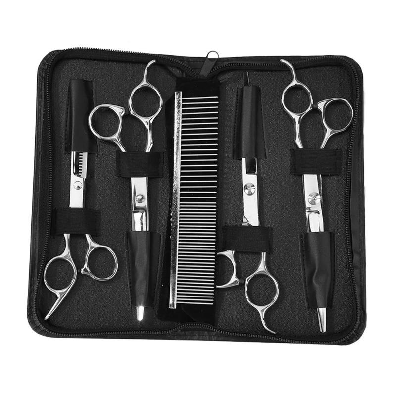 Pet Hair Scissors Clipper Set Dog Cat Hair Grooming Hairdressing Beauty Tool Functional Durations Long and Very Sharp - ebowsos