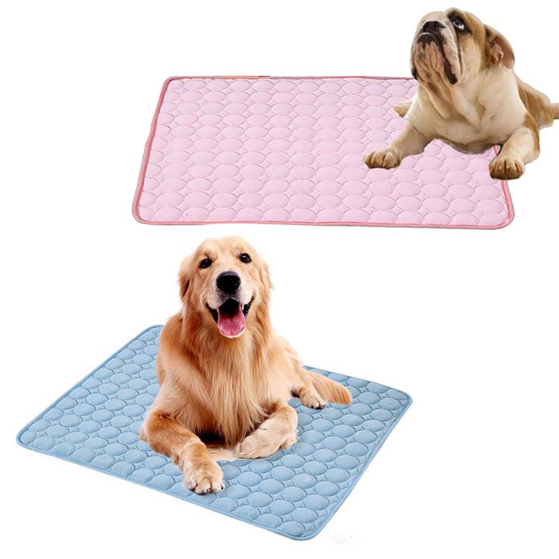 Pet Pad Summer Cooling Mat Dog Beds Mats Pet Ice Pad Cool Cold Silk Moisture-Proof Cooler Mattress Cushion Puppy Sleeping Mat-ebowsos