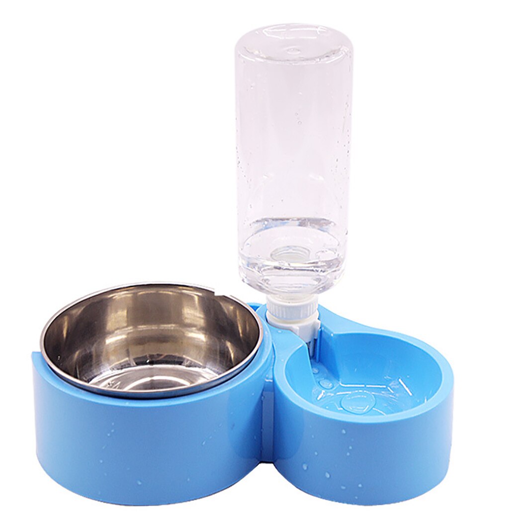 Pet Slip Proof Feeding Apparatus Double Bowl Cat Dog Food Tray Water Bowls Removable Water Bottles Food Bowl 2 In 1 Dog Feeder-ebowsos