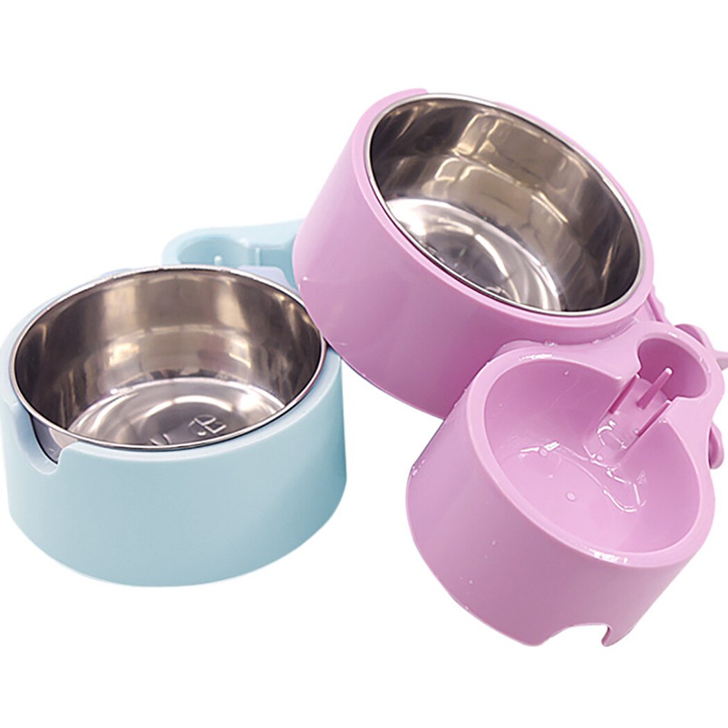 Pet Slip Proof Feeding Apparatus Double Bowl Cat Dog Food Tray Water Bowls Removable Water Bottles Food Bowl 2 In 1 Dog Feeder-ebowsos