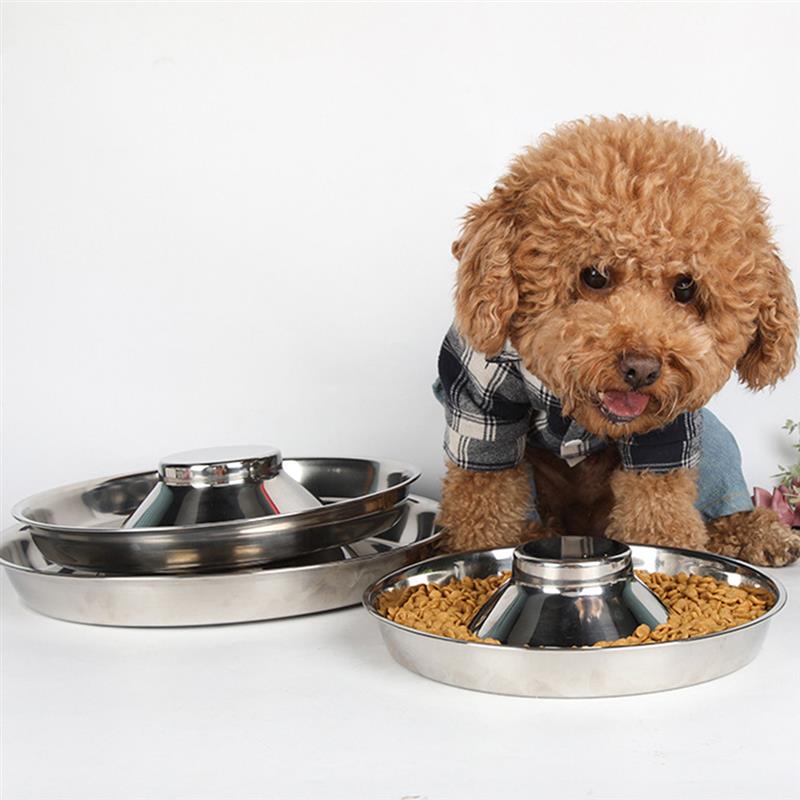 Pet Slow Feeder Bowl Creative Stainless Steel Pet Food Water Bowl Cat Dog Bowls Pet Feeding Supplies Cat Dog Feeder-ebowsos