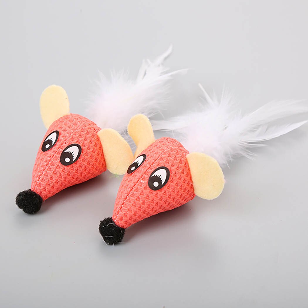 Pet Supplies 6pcs Cat Toys False Mouse Pet Cat Toys Mini Funny Playing Toys For Cats With Colorful Feather Plush Mini Mouse Toys-ebowsos