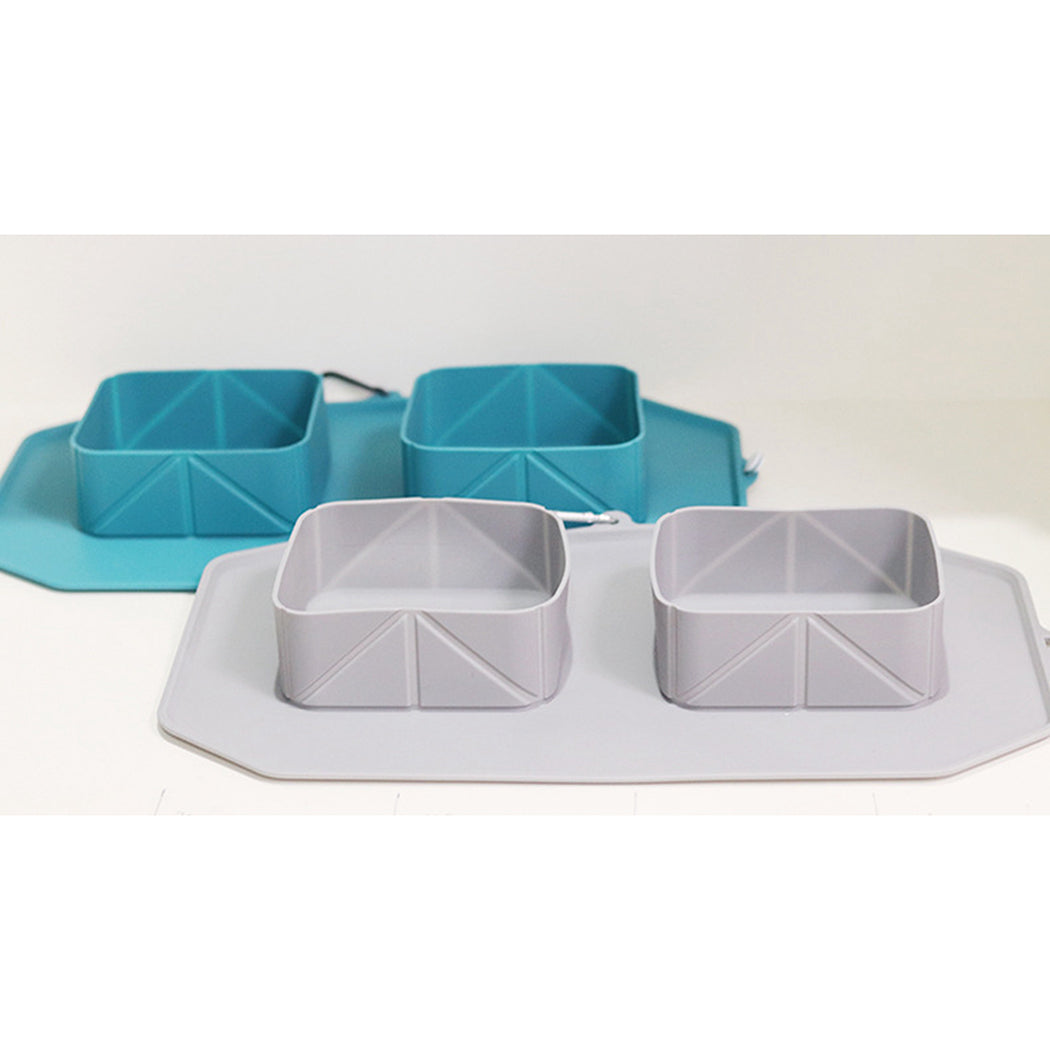 Pet Water Food Bowl Set Portable Silicone Folding Pet Food Bowl Pet Feeding Pad Cat Dog Feeding Supplies-ebowsos