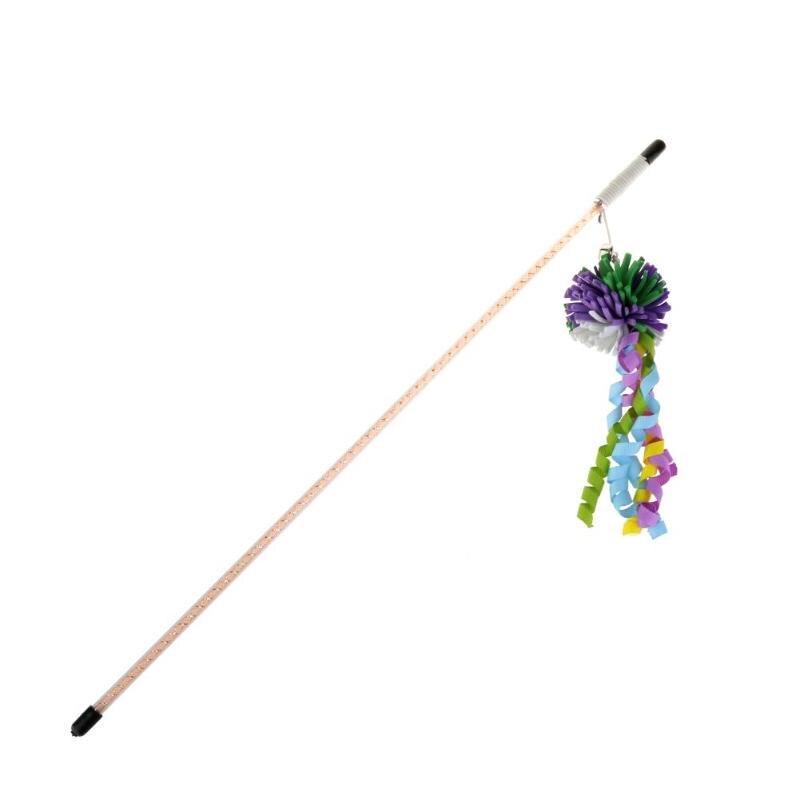 Pets Cats Toy Plastic Ball Pendant Teasing Rod Teaser Wand Toys for Cat Scratch Interactive Stick Feather Ribbon Cat Supplies - ebowsos