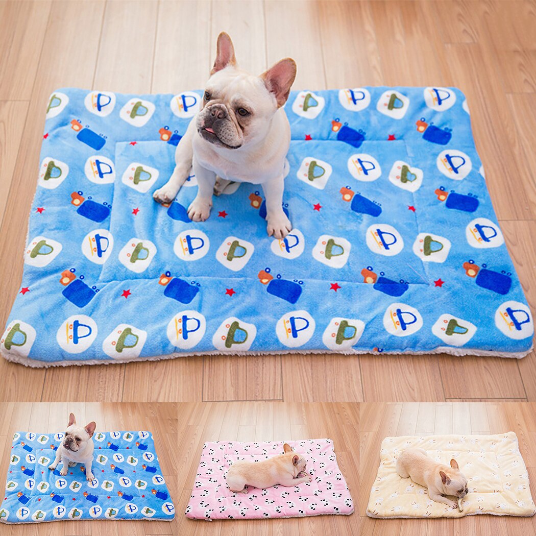 Pets Mat Soft Warm Fleece Lovely Cartoon Design Pet Puppy Dog Cat Mat Blanket Bed Sofa Pet Warm Sleeping Mat-ebowsos