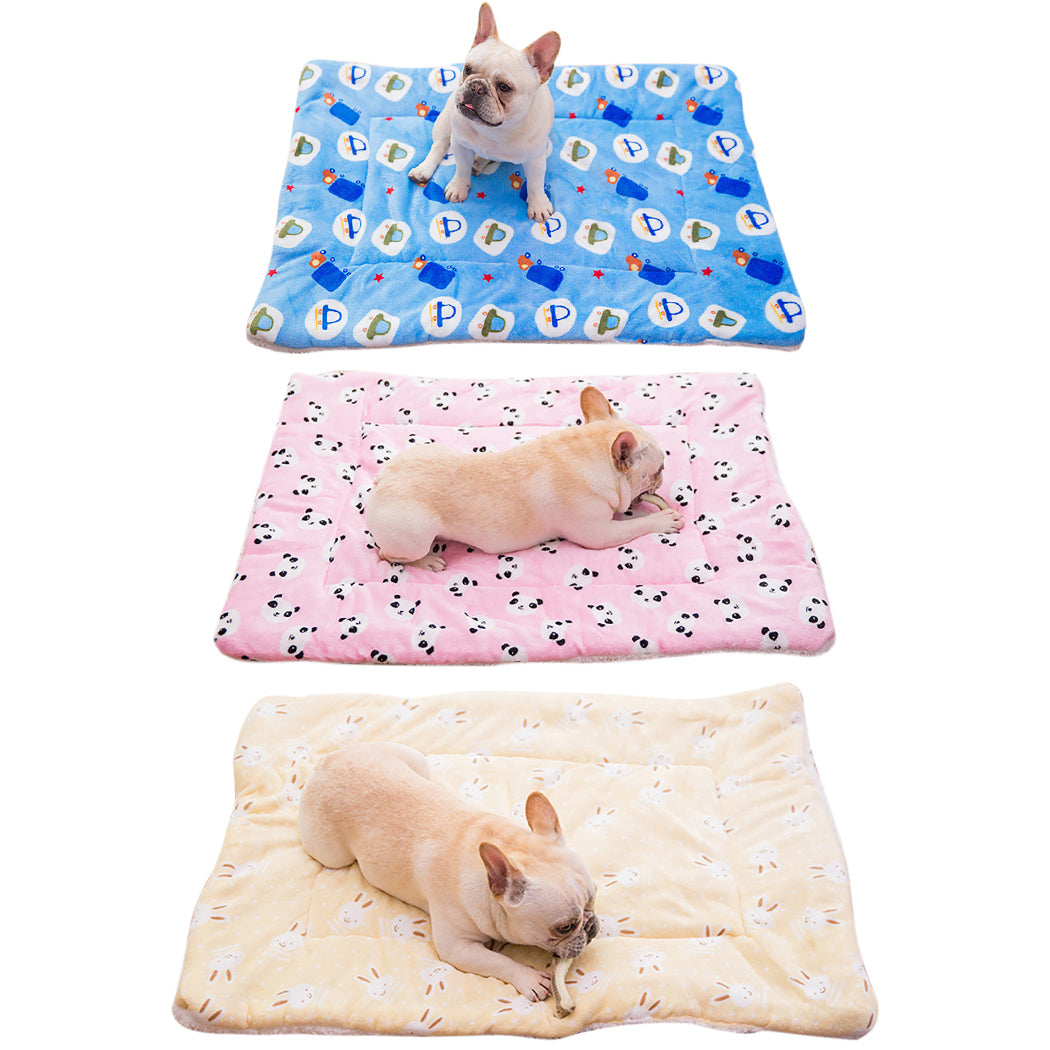 Pets Mat Soft Warm Fleece Lovely Cartoon Design Pet Puppy Dog Cat Mat Blanket Bed Sofa Pet Warm Sleeping Mat-ebowsos