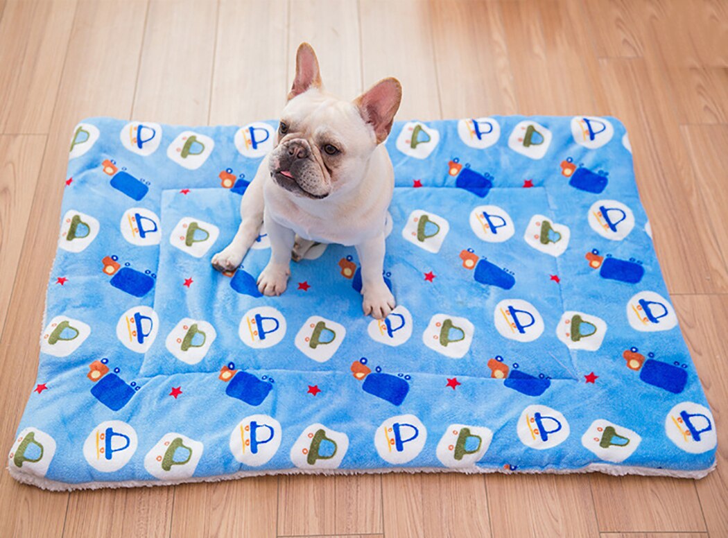 Pets Mat Soft Warm Fleece Lovely Cartoon Design Pet Puppy Dog Cat Mat Blanket Bed Sofa Pet Warm Sleeping Mat-ebowsos