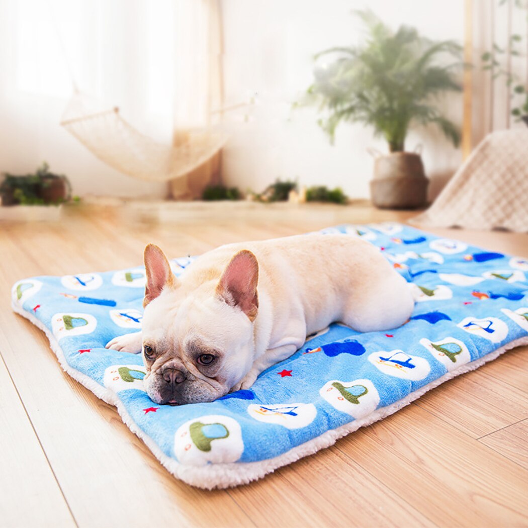 Pets Mat Soft Warm Fleece Lovely Cartoon Design Pet Puppy Dog Cat Mat Blanket Bed Sofa Pet Warm Sleeping Mat-ebowsos