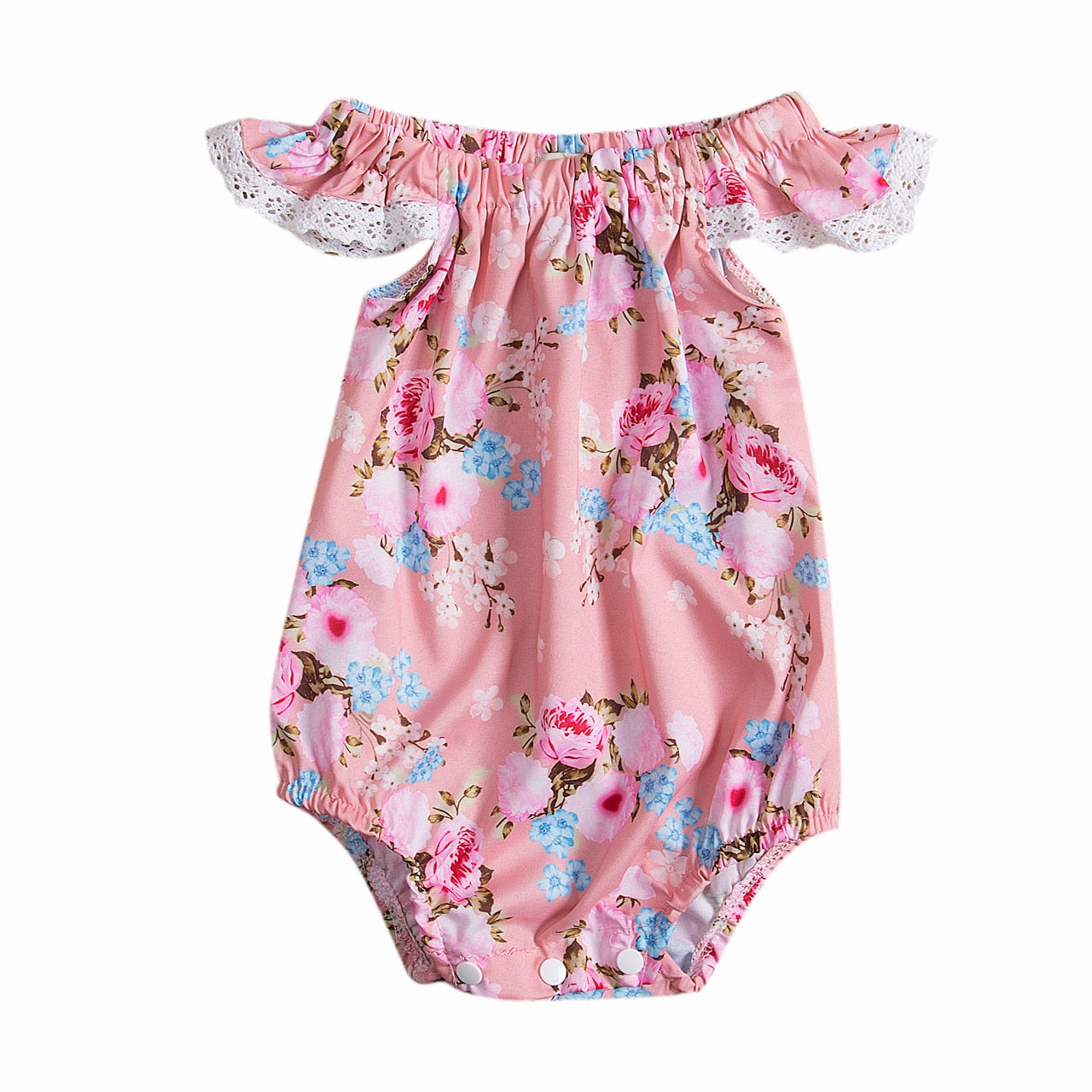 Pink Flower Newborn Infant Baby Girl Floral  Jumpsuit Bodysuit Outfit Sunsuit Clothes - ebowsos