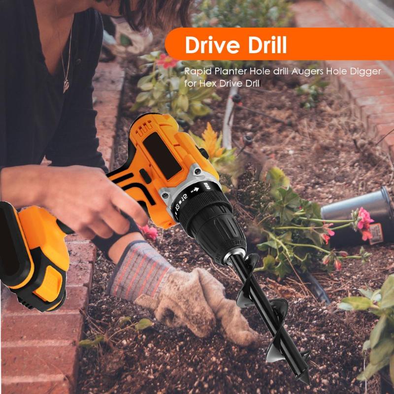 Planter Garden Auger Spiral Drill Bit Flower Planter Bulb Shaft Drill Auger Yard Gardening Bedding Planting Hole Digger Tool - ebowsos