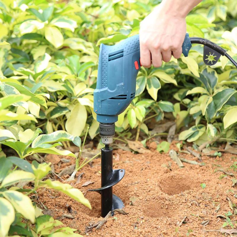 Planter Garden Auger Spiral Drill Bit Flower Planter Bulb Shaft Drill Auger Yard Gardening Bedding Planting Hole Digger Tool - ebowsos