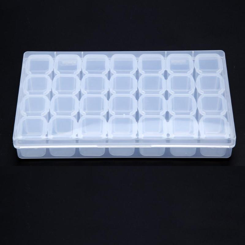 Plastic 28 Slots Nail Art Tools Jewelry Storage Box Case Organizer Beads - ebowsos