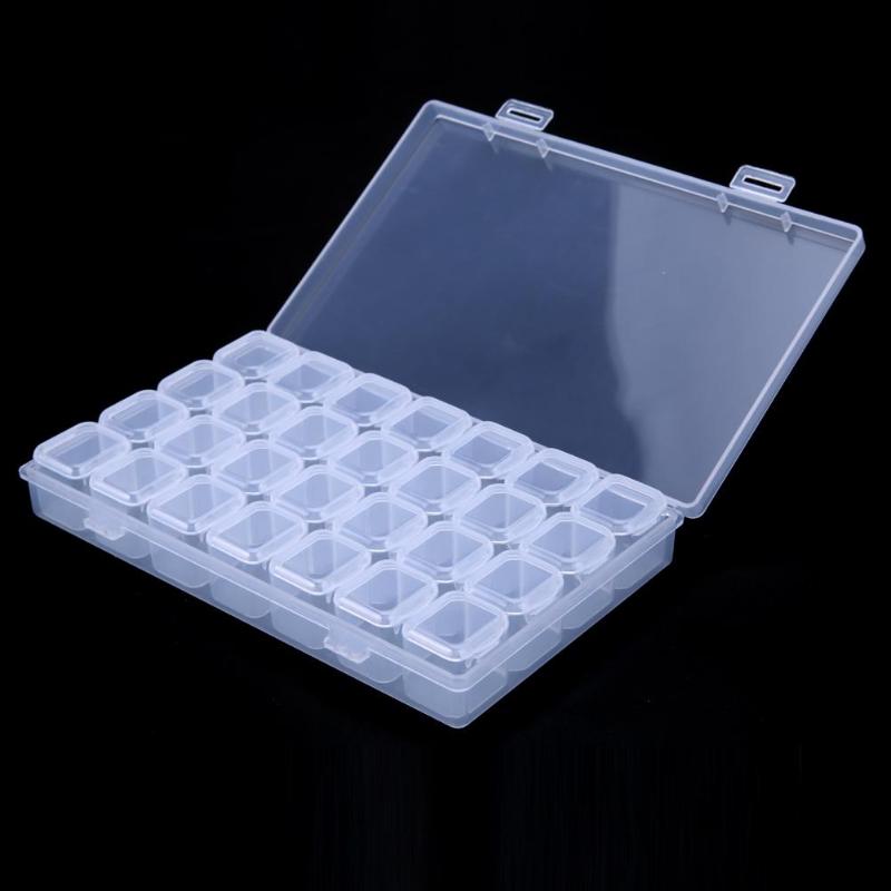 Plastic 28 Slots Nail Art Tools Jewelry Storage Box Case Organizer Beads - ebowsos