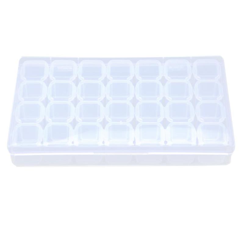 Plastic 28 Slots Nail Art Tools Jewelry Storage Box Case Organizer Beads - ebowsos