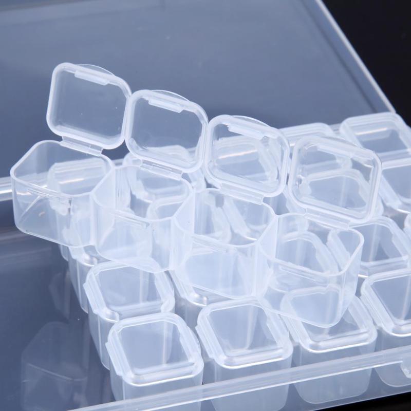 Plastic 28 Slots Nail Art Tools Jewelry Storage Box Case Organizer Beads - ebowsos