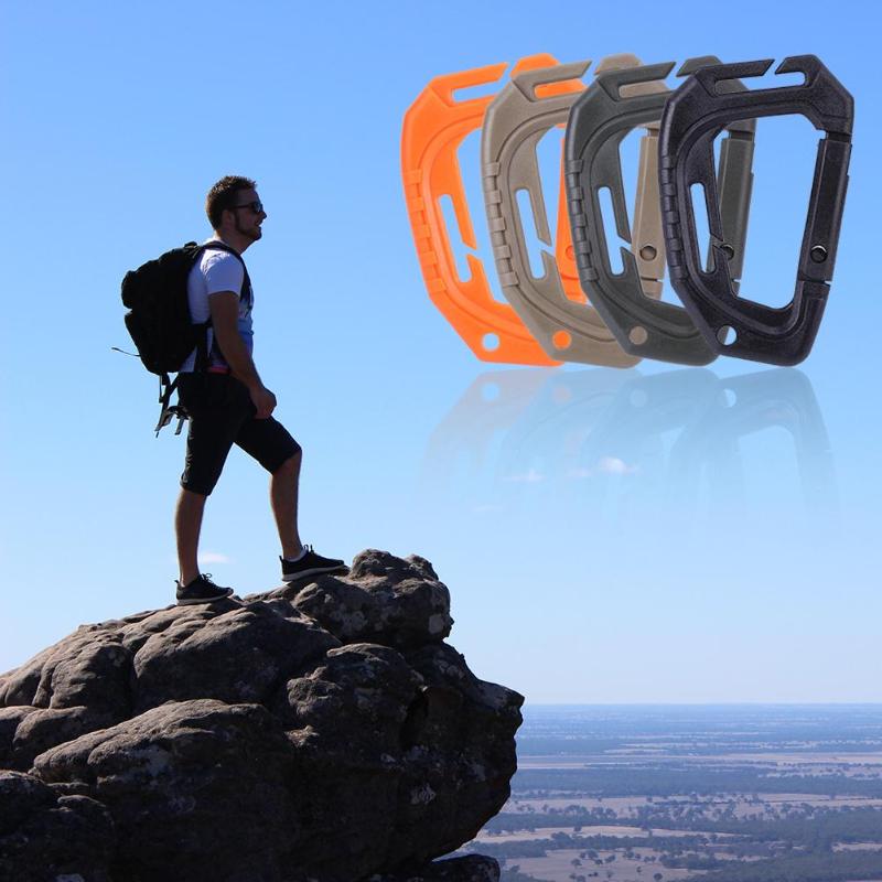 Plastic Carabiner D Shape 200LB Quick Release Mountaineering Buckle Snap Clip Climbing Carabiner Hanging Keychain Hook-ebowsos