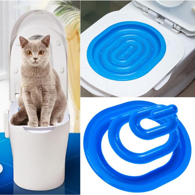 Plastic Cat Toilet Training Kit Litter scoop Box Puppy Cat Litter Mat Cat Toilet Trainer Toilet Pet Cleaning Cat Training Tools - ebowsos