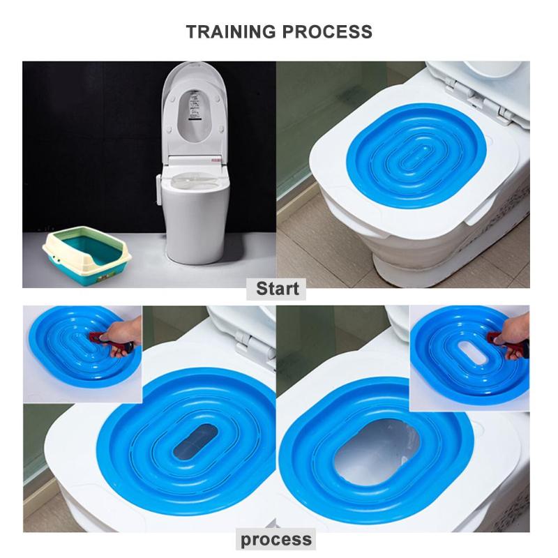 Plastic Cat Toilet Training Kit Litter scoop Box Puppy Cat Litter Mat Cat Toilet Trainer Toilet Pet Cleaning Cat Training Tools - ebowsos