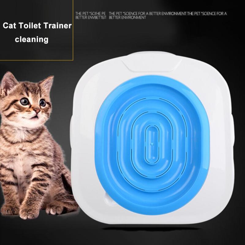 Plastic Cat Toilet Training Kit Litter scoop Box Puppy Cat Litter Mat Cat Toilet Trainer Toilet Pet Cleaning Cat Training Tools - ebowsos