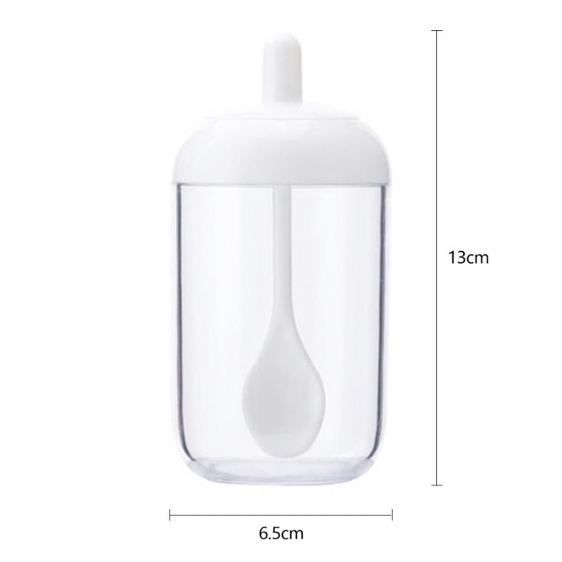 Plastic Spice Seasoning Bottle Salt Pepper Condiment Jar with Spoon Kitchen Gadgets Ordinary Design and Use Conveninently - ebowsos