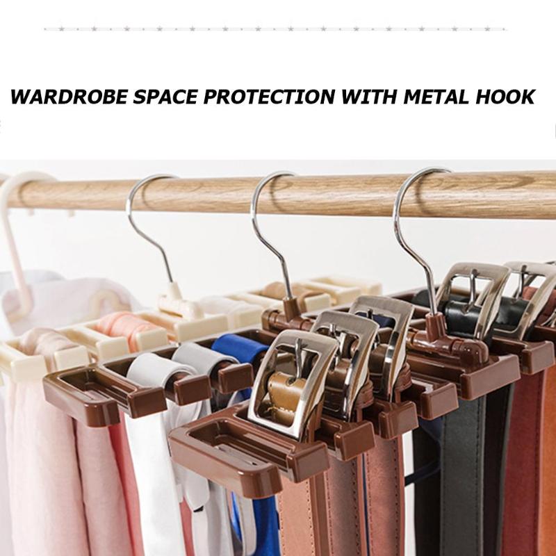 Plastic Tie Belt Scarf Rack Organizer Closet Wardrobe Space Saver Hanger Multi-layer Design Easy to Store Home Supplies - ebowsos