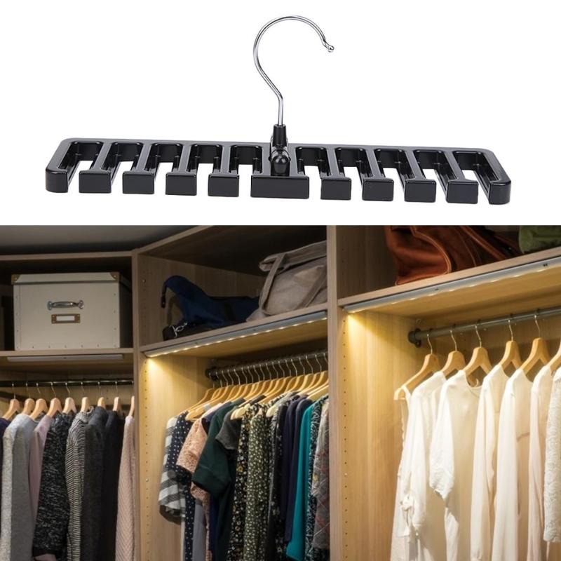 Plastic Tie Belt Scarf Rack Organizer Closet Wardrobe Space Saver Hanger Multi-layer Design Easy to Store Home Supplies - ebowsos