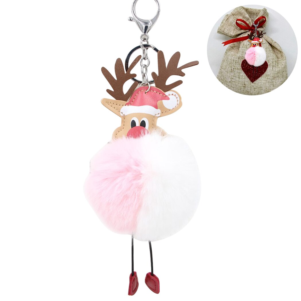 Plush Santa Claus Hair Ball Keychain Pendant Christmas Elk Hairball Bag Reindeer Gift Pendant Party Decoration Supplies-ebowsos