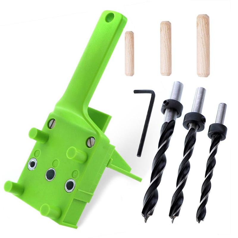 Pocket Hole Jig ABS Plastic Woodworking Handheld Jig for 6/8/10mm Drill Bit Dowel Joints Drilling Carpentry Guide Tools - ebowsos