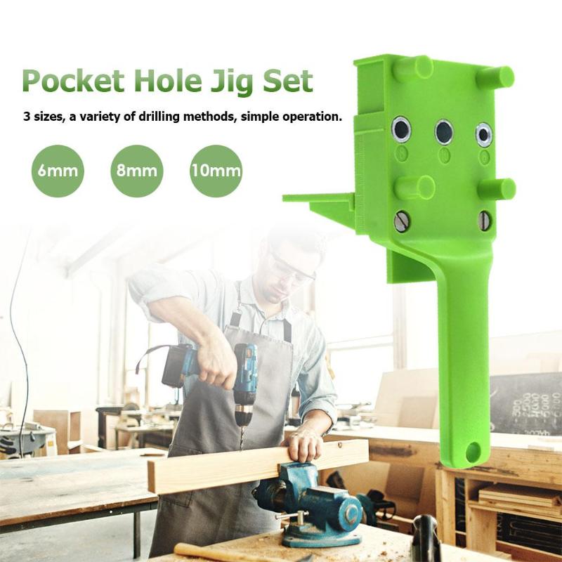 Pocket Hole Jig ABS Plastic Woodworking Handheld Jig for 6/8/10mm Drill Bit Dowel Joints Drilling Carpentry Guide Tools - ebowsos