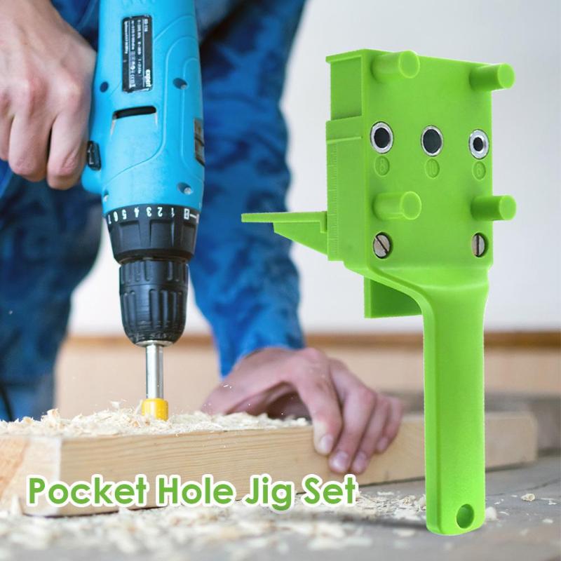 Pocket Hole Jig ABS Plastic Woodworking Handheld Jig for 6/8/10mm Drill Bit Dowel Joints Drilling Carpentry Guide Tools - ebowsos