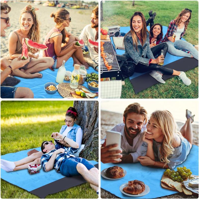 Pocket Waterproof Beach Picnic Mat Blanket Outdoor Portable Foldable Portable Resistance to Dirt Super Soft Ground Bedding Cover-ebowsos