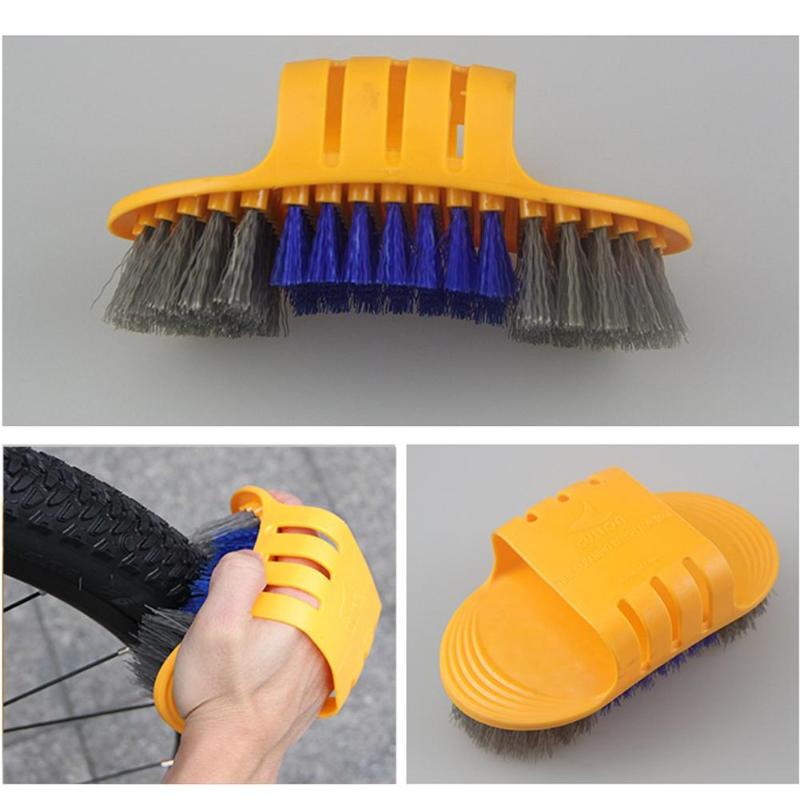 Portable 6 pcs/lot Bicycle Chain Cleaner Cycling Clean tire Brushes Tool kits set Mountain Road Bike Cleaning gloves Accessories-ebowsos