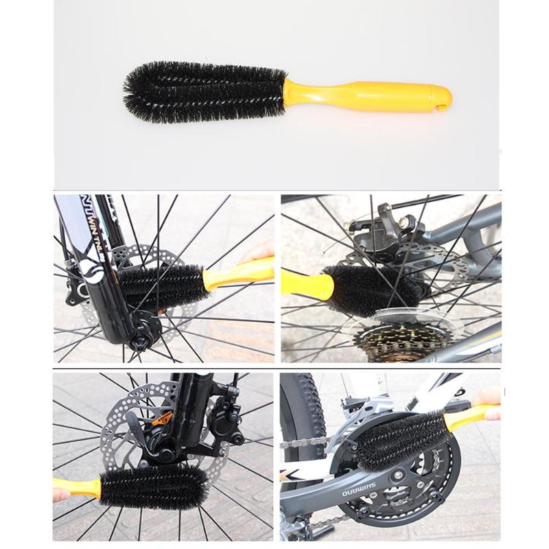 Portable 6 pcs/lot Bicycle Chain Cleaner Cycling Clean tire Brushes Tool kits set Mountain Road Bike Cleaning gloves Accessories-ebowsos