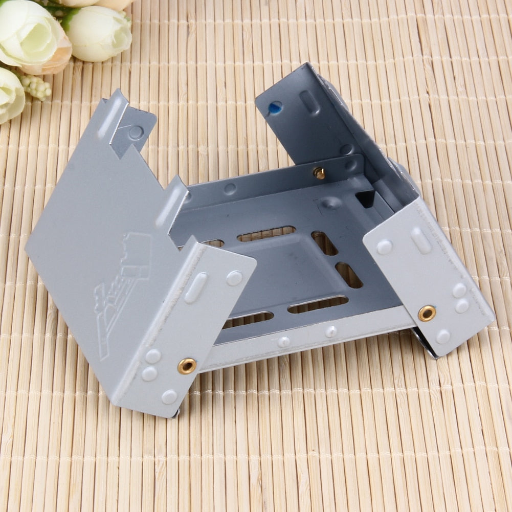 Portable Alcohol Stove Camping Barbecue Oven Stove Silver Mini Picnic Foldable Wax Solid Fuel Stove Outdoor Tools 100*80*20mm-ebowsos
