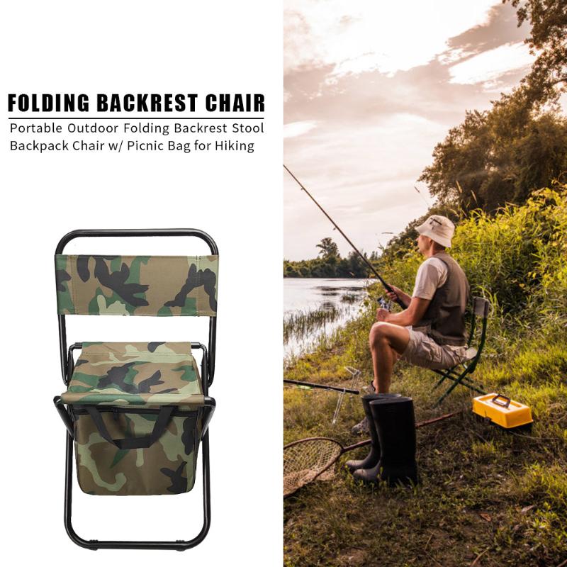 Portable Backpack Stool Folding Backrest Chair Environmental Protection and Durability with Bag Camo for Outdoor Fishing-ebowsos