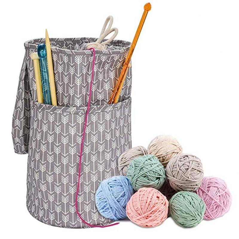 Portable Crochet Hooks Thread Yarn Storage Barrel Bag Large DIY Sewing supplies Crochet Pendant Storage Box Organization - ebowsos