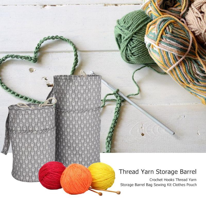 Portable Crochet Hooks Thread Yarn Storage Barrel Bag Large DIY Sewing supplies Crochet Pendant Storage Box Organization - ebowsos