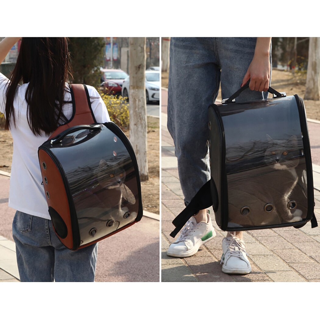 Portable Foldable Breathable Visible Pet Backpack Pet Transparent Carrier Bags Dog Carrier Backpack Pet Outdoor Carry Supplies-ebowsos