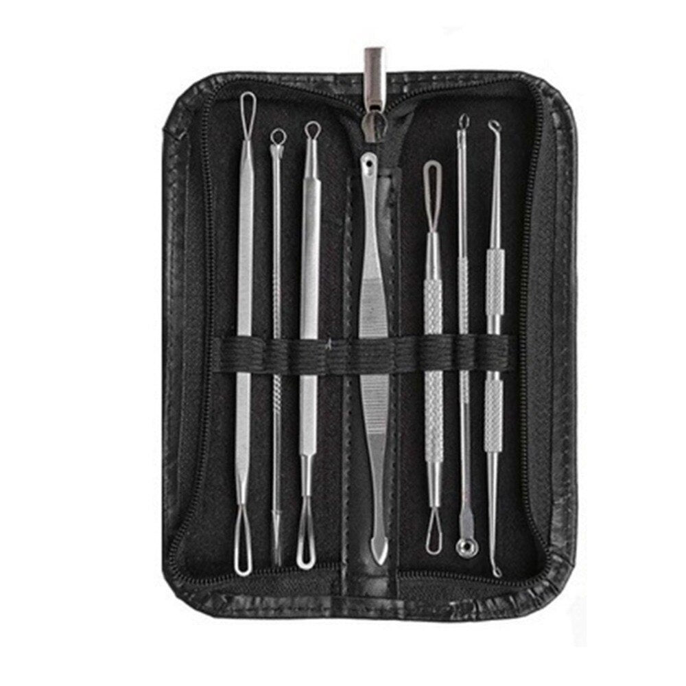 Portable Mini 7Pcs/Set Stainless Steel Removers Suit Acne Needle Hemorrhoids Needle Blackheads Removal Tools Kit - ebowsos