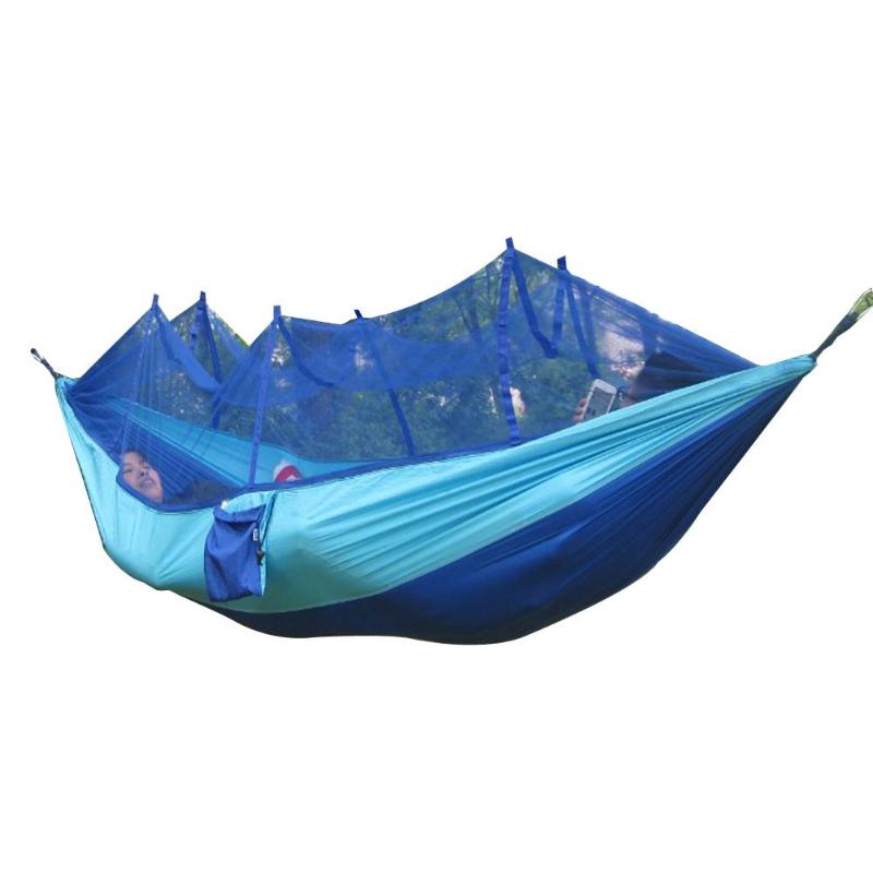 Portable Outdoor Fabric Camping Hanging Hammock Mosquito Net Parachute Bed - ebowsos